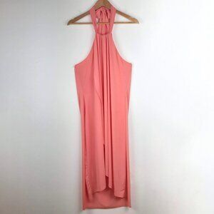 Venus Waterfall Halter Dress, Size 2x. Pink Coral Peach Beachy Coastal Cruise